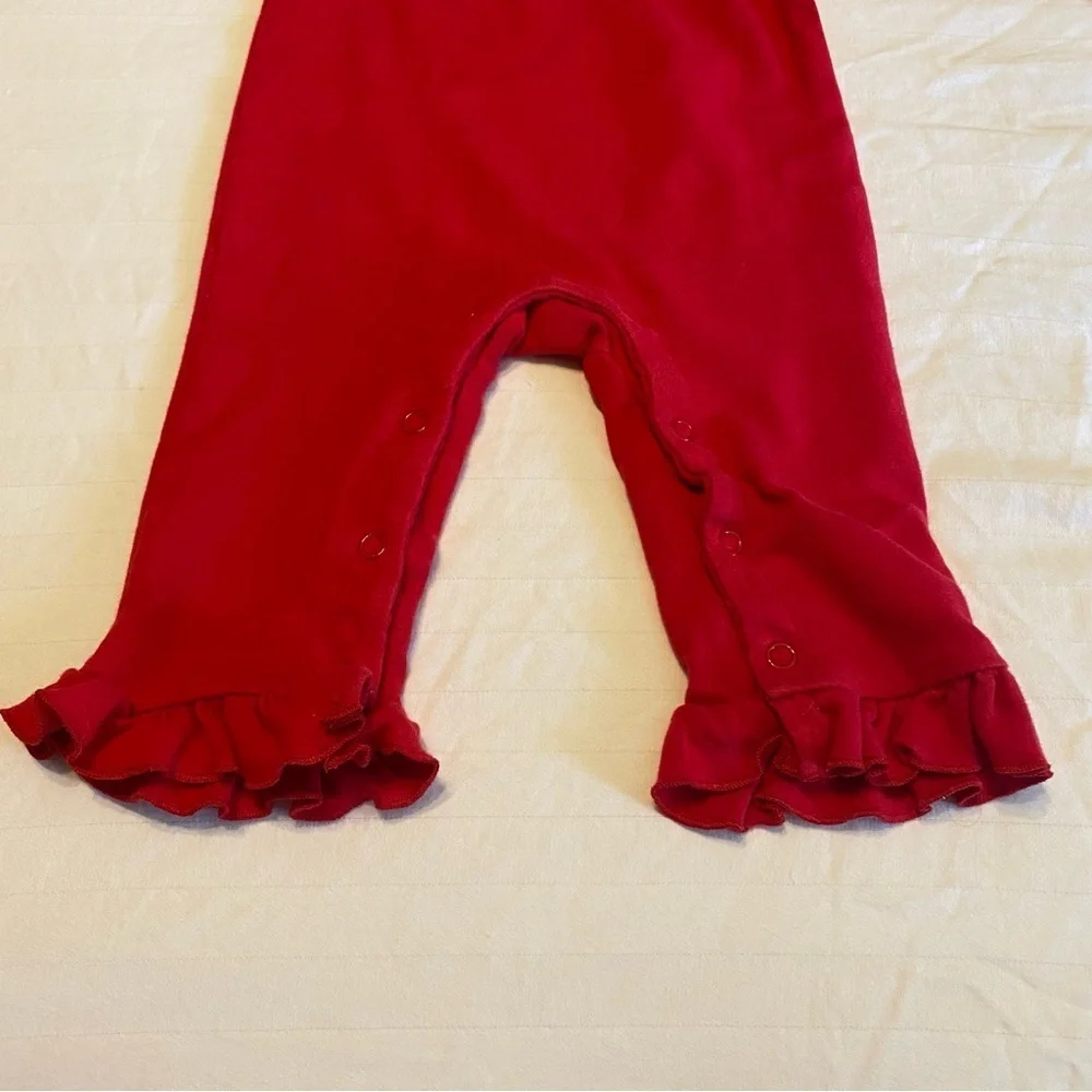 BB Boutique Merry Christmas Baby Long Sleeve Ruffle Romper Embroidery 6 Months